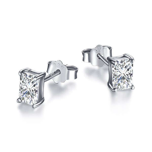 <ORIELL>Stylish Shiny Rectangular Center Stone Stud Earrings