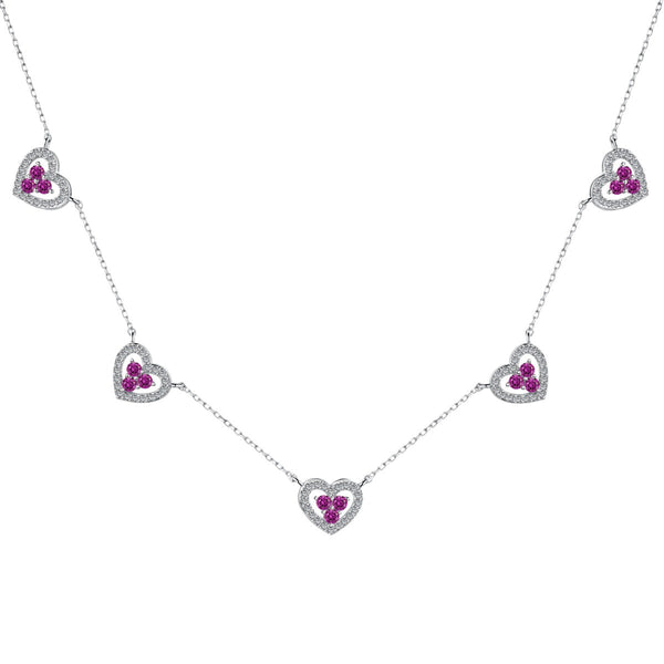 <ORIELL>Sparkling Five Heart Necklace