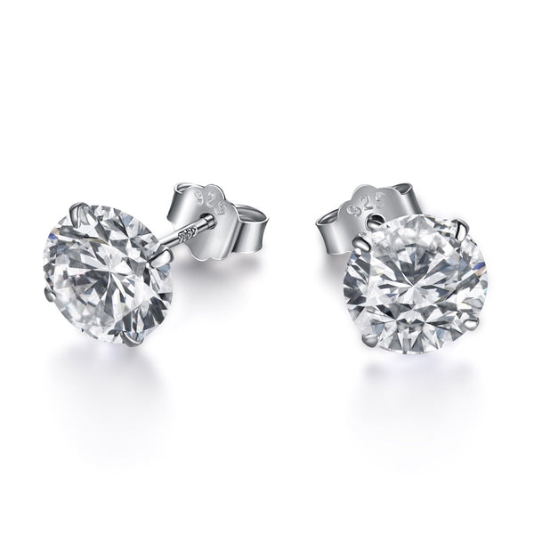 <ORIELL>Stylish Shiny Round Center Stone Stud Earrings
