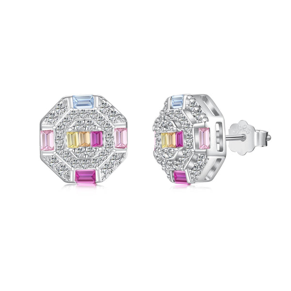 <ORIELL>Ornate Colorful Octagon Shape Daily Earrings