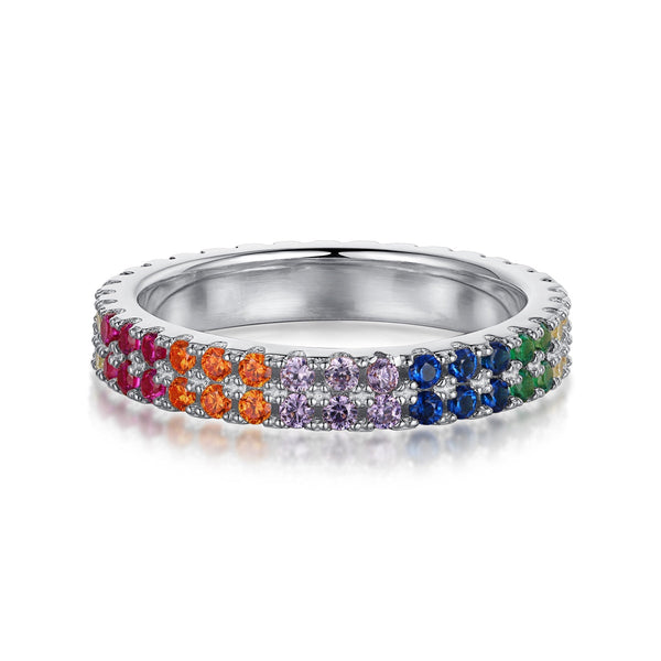 <ORIELL>Unique Colorful Round Cut Tennis Ring