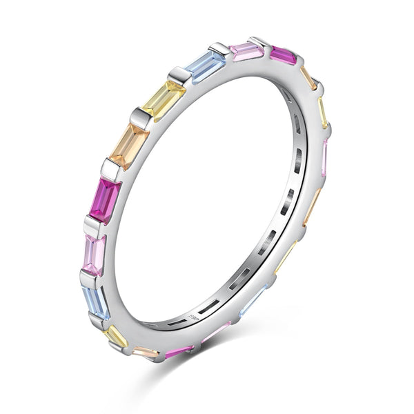 <ORIELL>Exquisite Multicolored Emerald Cut Daily Ring